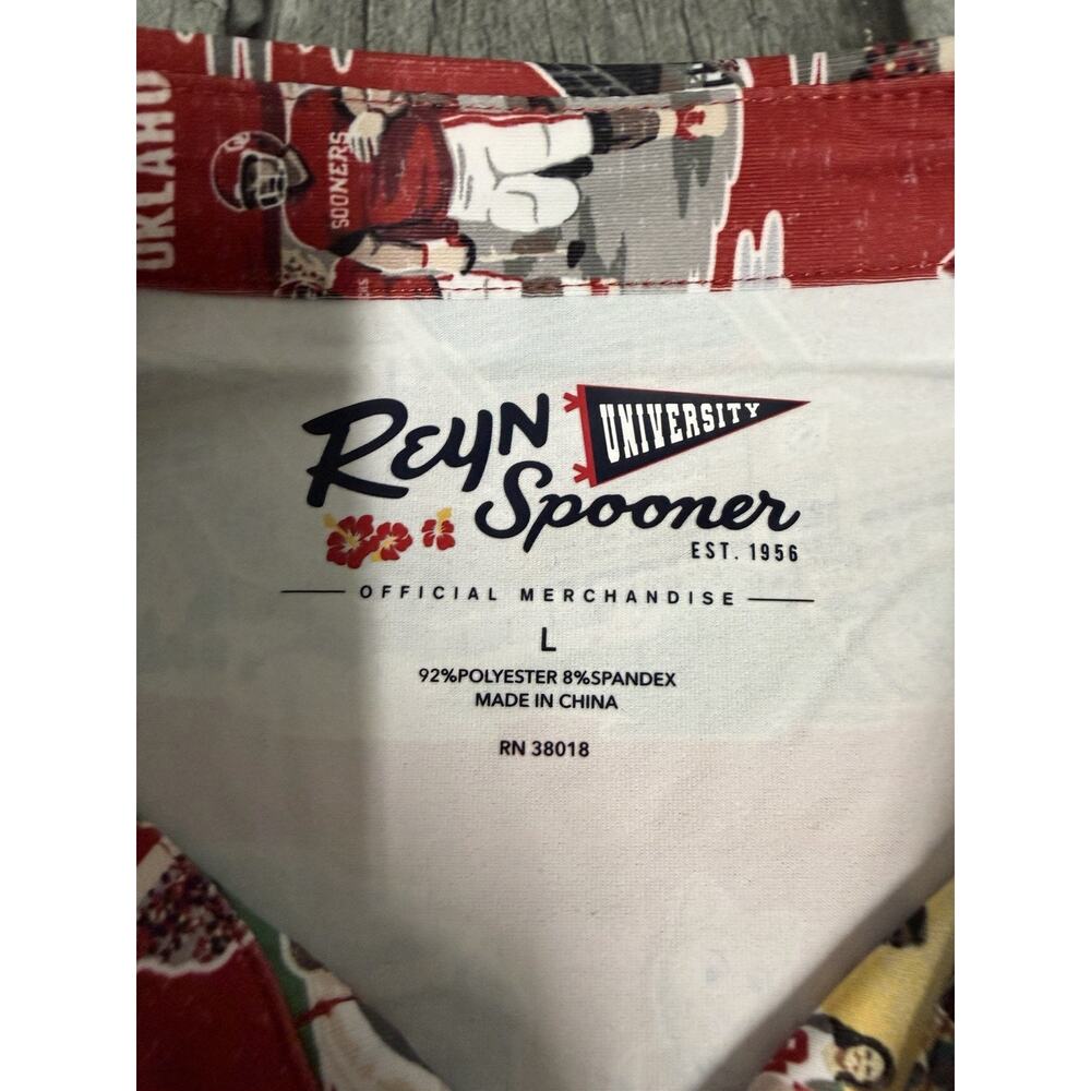 NWT Mens Reyn Spooner OKLAHOMA SOONERS SCENIC PERFORMANCE POLO Large Red SS - Picture 3 of 8